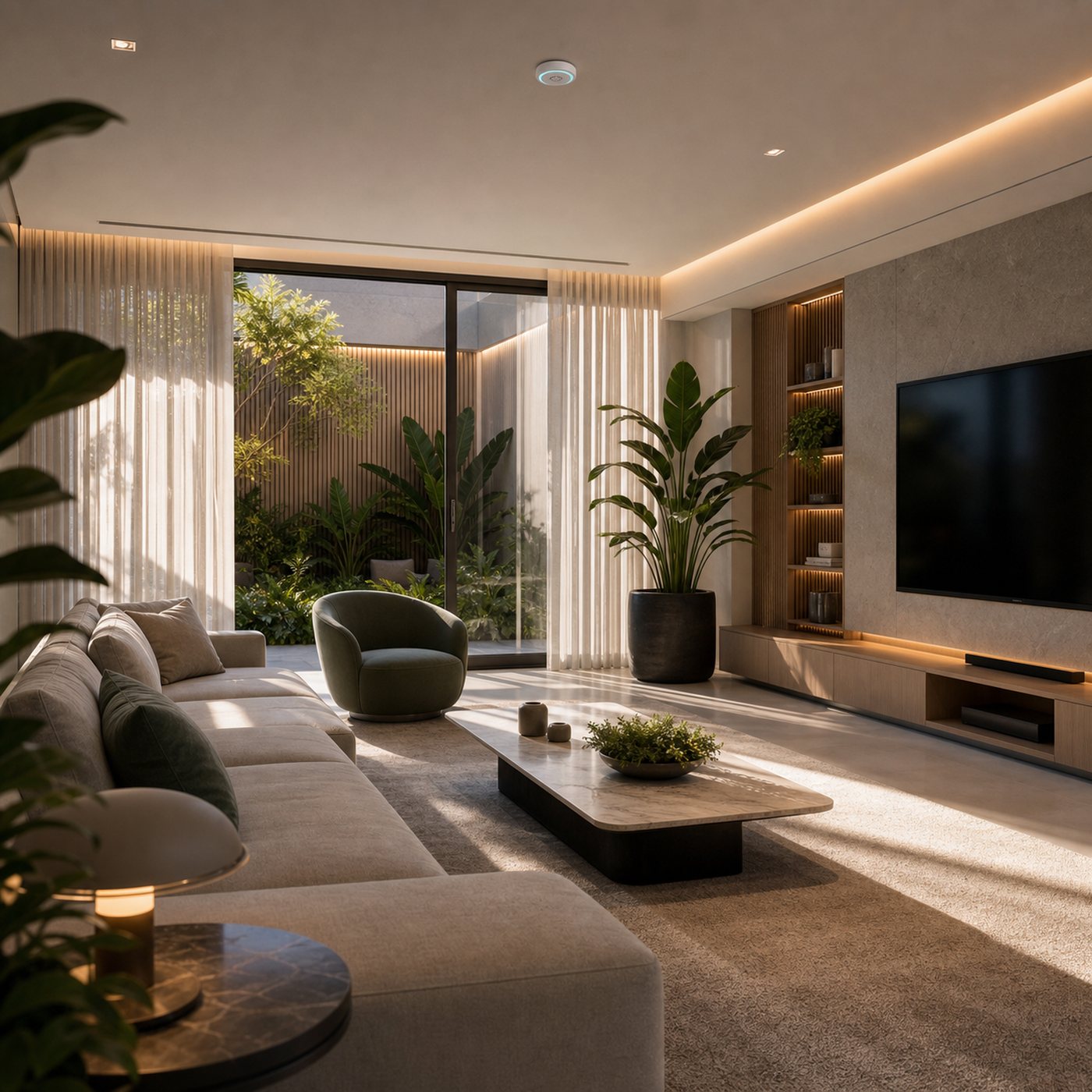 Automação residencial com sensores inteligentes para conforto e economia.
