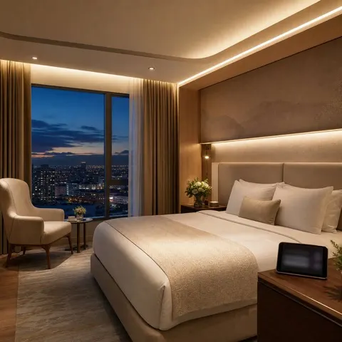 Automação para residências, hotelaria e suítes hospitalares premium com Apple e Lutron.