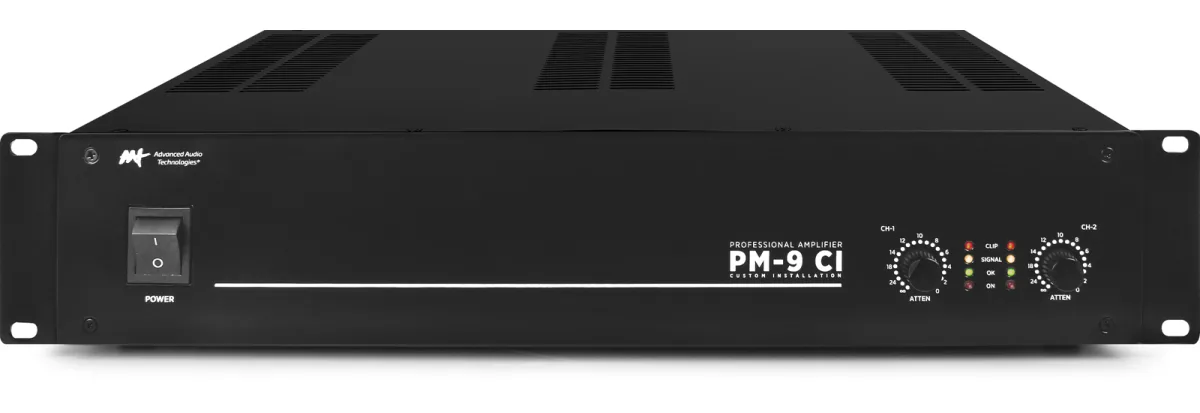 AAT PM-9 CI amplificador estereo para linhas 70V 100V
