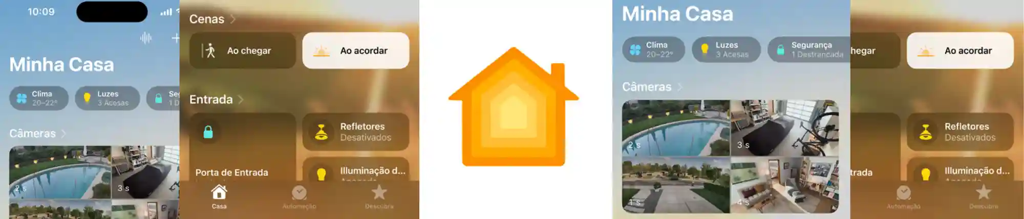 Apple Home aplicado ao controle de cenas, clima, luzes e segurança