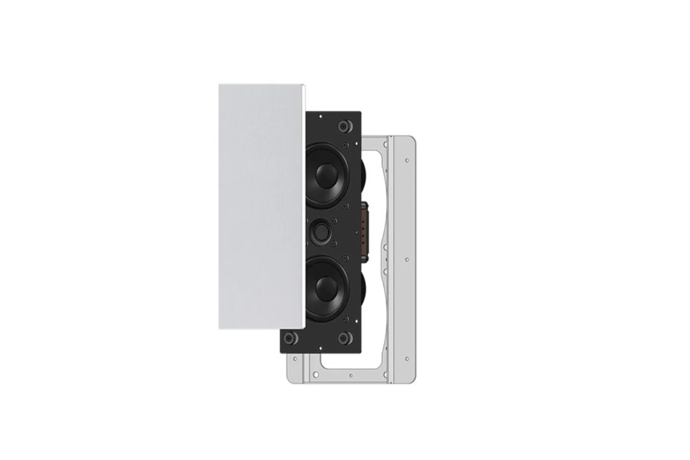 Garvan KR308 caixa slim para drywall em projeto de áudio