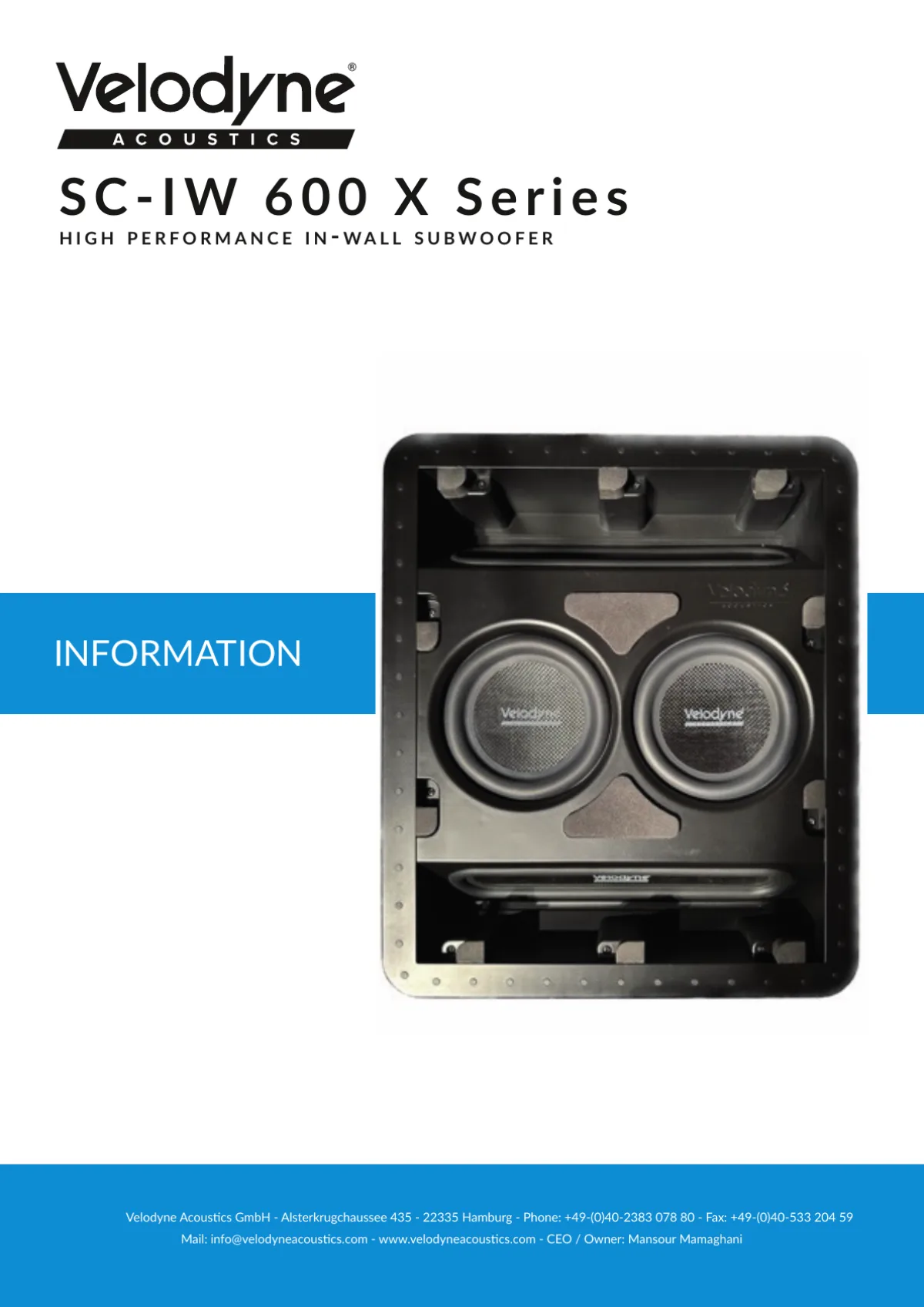 Velodyne SC IW 600 X subwoofer in-wall para cinema residencial